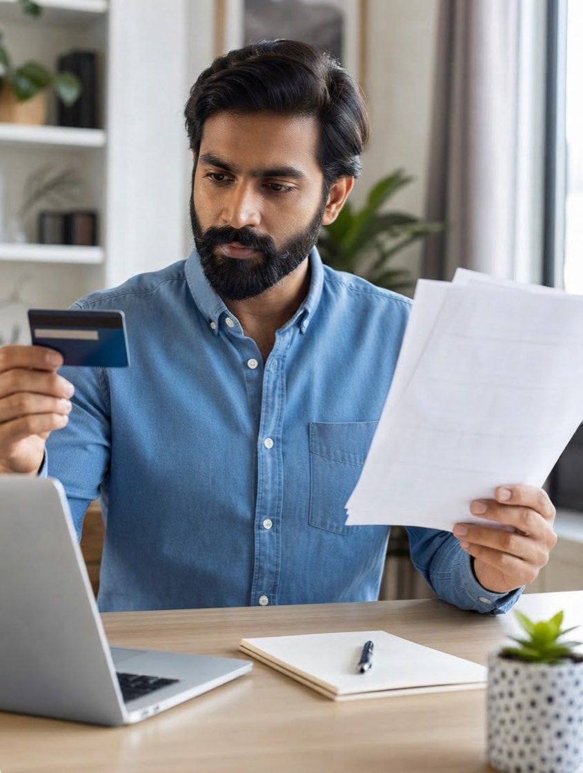 A man reading his loan terms