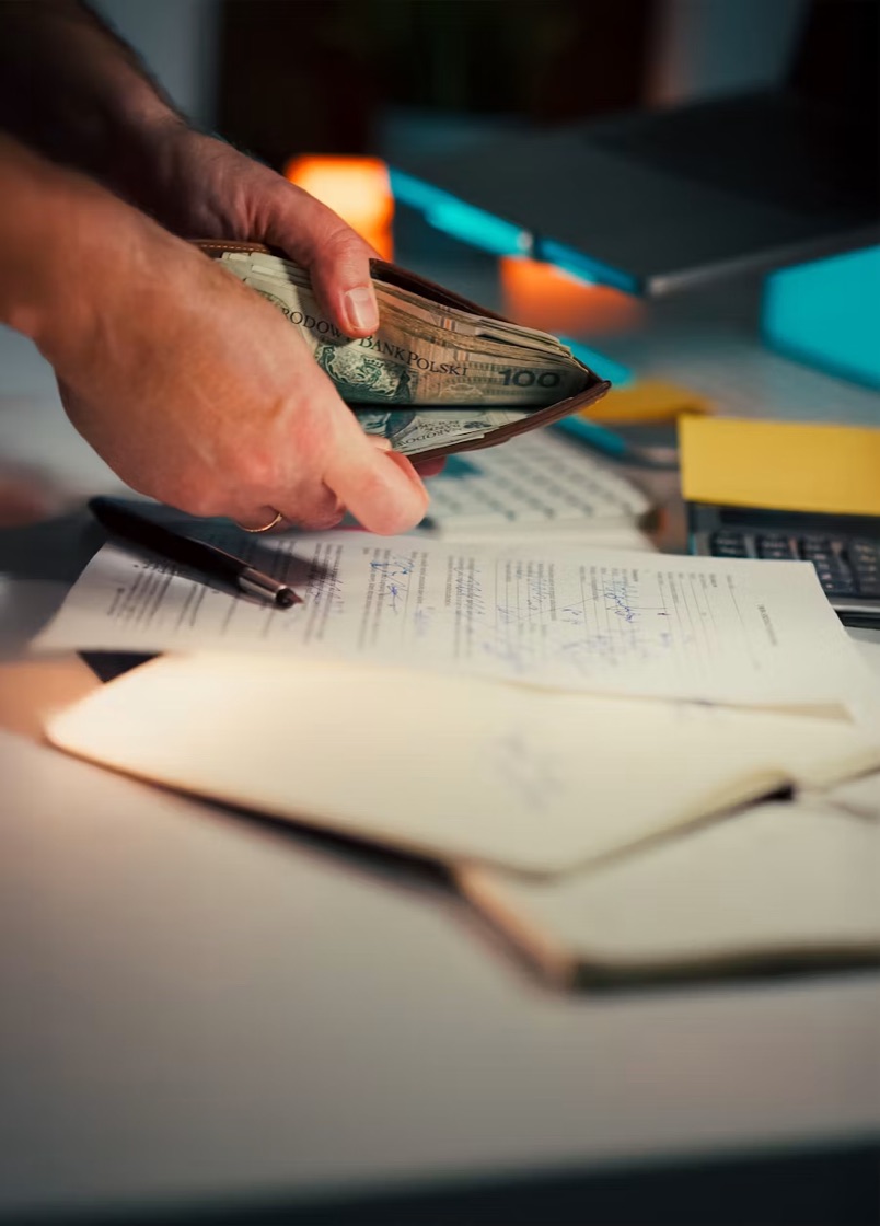 A customer checking charges before confirming